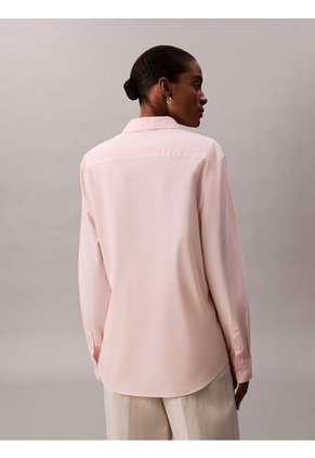 Camisa Rosa Slim Fit Elástica De Manga Larga Calvin Klein