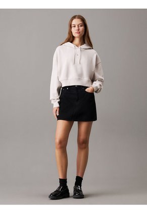 Buzo Blanco Boxy Con Capota De Felpa De Algodón Calvin Klein