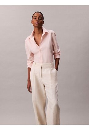 Camisa Rosa Slim Fit Elástica De Manga Larga Calvin Klein