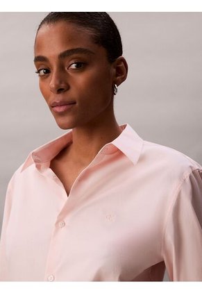 Camisa Rosa Slim Fit Elástica De Manga Larga Calvin Klein