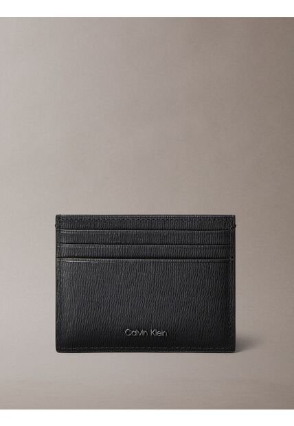 Tarjetero Negro De Cuero Con Acabado Saffiano Calvin Klein