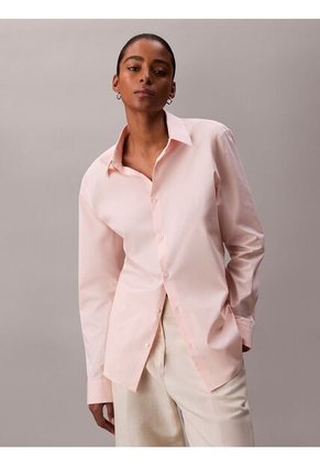 Camisa Rosa Slim Fit Elástica De Manga Larga Calvin Klein