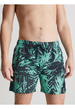 Bermuda De Baño Verde De Largo Medio Con Cordón - CK Print Calvin Klein