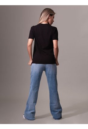 Camiseta Negra Con Monograma E Insignia Calvin Klein