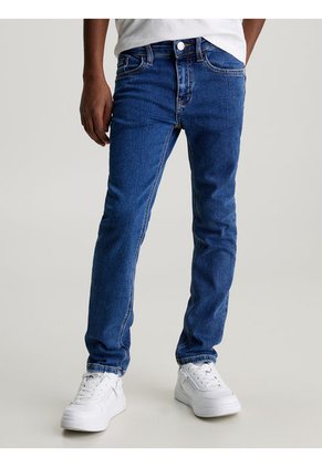 Mid Azul Rise Slim Jeans Para Niño Calvin Klein