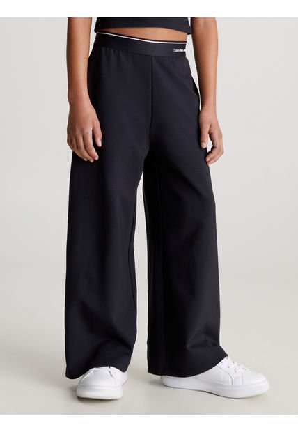 Pantalón Niña Negro De Chándal De Pierna Ancha Calvin Klein