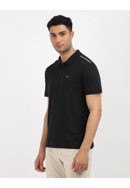Polo Negro Con Cinta Decorativa Y Tejido Piqué Calvin Klein