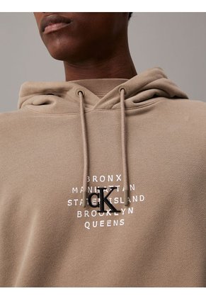 Buzo Beige Graphic Stamp Nyc Con Capota Calvin Klein