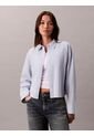 Camisa Azul Solid Boxy Cropped Calvin Klein de Calvin Klein