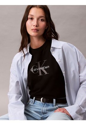 Camiseta Negra Classic Monogram Hero Calvin Klein