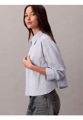 Camisa Azul Solid Boxy Cropped Calvin Klein