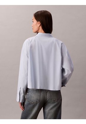 Camisa Azul Solid Boxy Cropped Calvin Klein