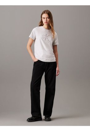 Camiseta Gris De Chenilla Con Monograma Calvin Klein
