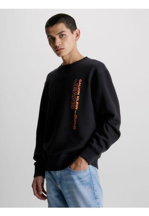 Saco De Felpa Y Algodón Con Logo Hombre Negro Calvin Klein