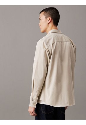 Camisa Gris Con Etiqueta Tejida Calvin Klein