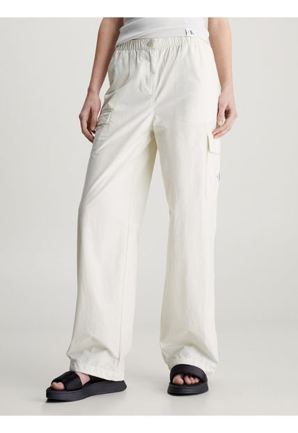Pantalón Blanco Cargo Recto De Algodón Calvin Klein
