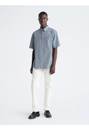 Camisa Gris Manga Corta Sencilla Y Solida Con Logo