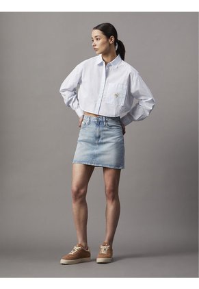 Camisa Blanca Cropped De Popelín De Algodón Calvin Klein