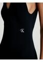 Vestido Anudado Al Cuello De Algodón Mujer Negro Calvin Klein de Calvin Klein
