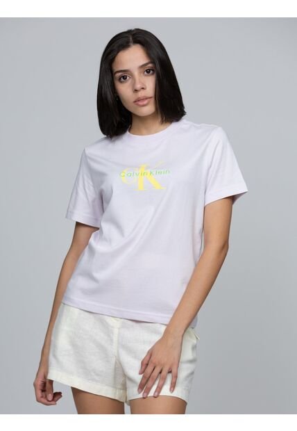 Camiseta Rosada Clásica Con Monograma Estampado Calvin Klein