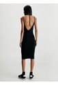Vestido Anudado Al Cuello De Algodón Mujer Negro Calvin Klein de Calvin Klein