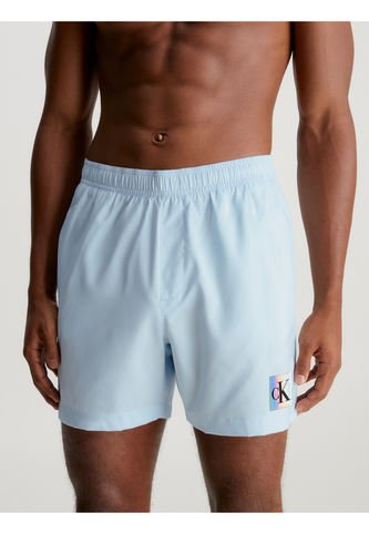 Bermuda De Baño Celeste De Largo Medio Con Cordón Calvin Klein Calvin Klein