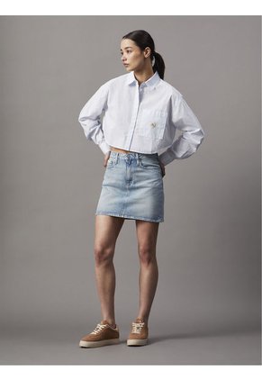 Camisa Blanca Cropped De Popelín De Algodón Calvin Klein