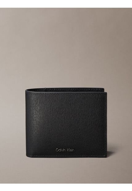 Billetera Negra Bifold Extra Ancha Con Monedero En Cuero Saffiano Calvin Klein