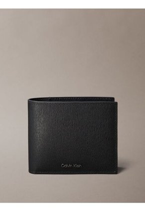 Billetera Negra Bifold Extra Ancha Con Monedero En Cuero Saffiano Calvin Klein