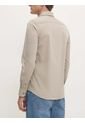Camisa Beige Slim De Popelín Elástico Calvin Klein de Calvin Klein