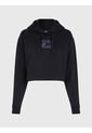 Buzo Negro Con Gorro Cropped Oversized Logo Para Mujer Calvin Klein de Calvin Klein