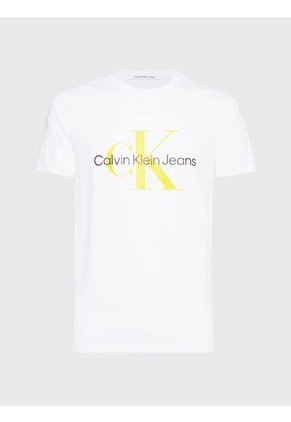 Camiseta Slim Con Monograma Hombre Blanco Calvin Klein