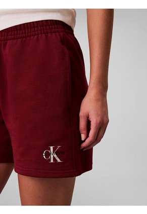 Pantalonetas Rojo De Felpa Francesa Con Logo Monograma Calvin Klein