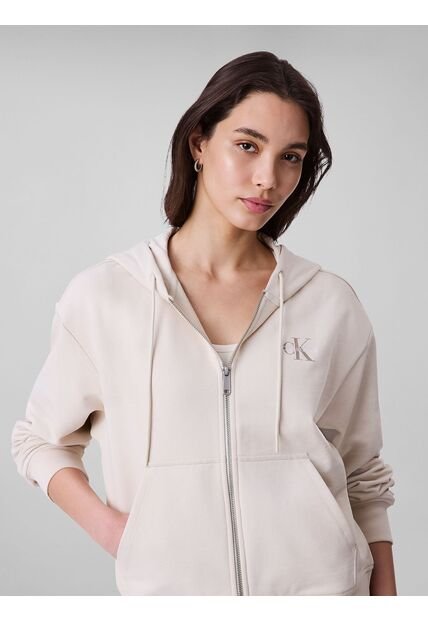 Buzo Beige Con Capota Y Cierre De Cremallera Calvin Klein