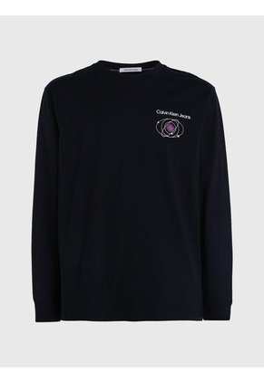 Camiseta Manga Larga Con Estampado Hombre Negro Calvin Klein