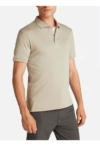 Polo Beige Slim De Algodón Calvin Klein