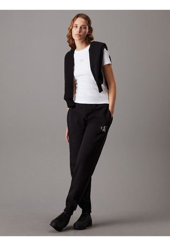 Pantalón Negro De Chándal Holgado De Felpa Con Monograma Calvin Klein Calvin Klein