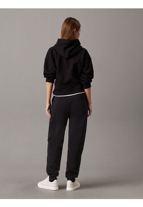 Pantalón Negro De Chándal De Felpa Con Monograma Calvin Klein