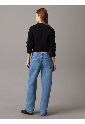 Saco Negro Tejido De Algodón Y Lana Con Logo En El Cuello Calvin Klein