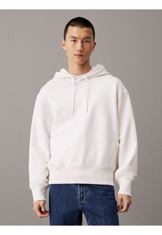 Buzo Blanco Relaxed Con Capota Y Estampado En La Espalda Calvin Klein
