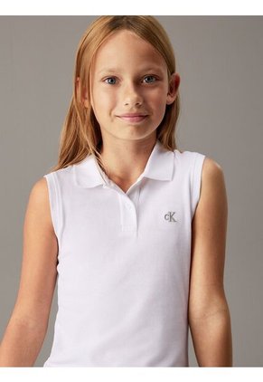 Vestido Blanco Polo Suelto Sin Mangas Calvin Klein