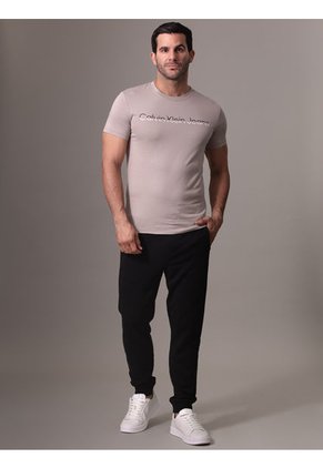 Camiseta Gris Con Logo Institutional Bicolor Calvin Klein