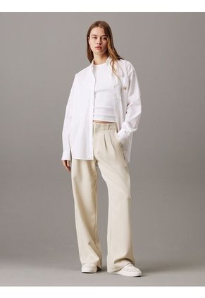 Pantalón Gris Recto De Crepé Plisado Calvin Klein