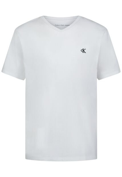 Camiseta Blanca De Manga Corta Con Cuello V Calvin Klein