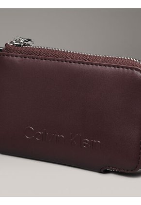 Tarjetero Rojo De Cuero RFID Con Llavero Calvin Klein