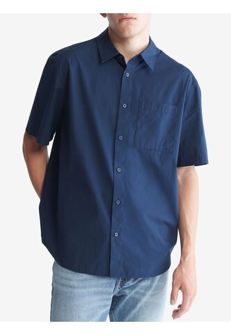 Camisa Azul Sencilla Y Solida Con Logo Calvin Klein Calvin Klein