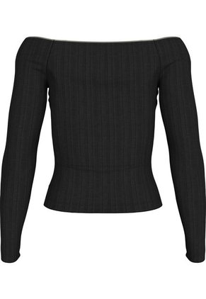 Camiseta Negra Canalé Estilo Bardot Calvin Klein