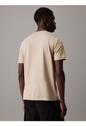 Camiseta Beige De Algodón Con Parche De Goma Calvin Klein