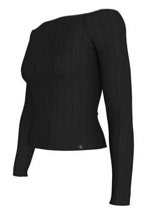 Camiseta Negra Canalé Estilo Bardot Calvin Klein