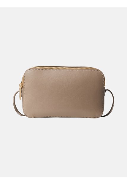 Bolso Beige Cruzado Con Logo En Lámina Metálica Calvin Klein